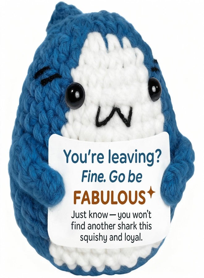 Krinisou Funny Farewell Gifts for Coworkers, Leaving Gifts for Women Men, Goodbye Going Away Gift for Colleague, Manager, Boss, Fine Go Be Fabulous Crochet Shark - Image 1